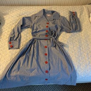 kayce hughes estes dress nwt light blue linen